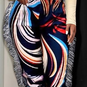 Multicolored fringe pants